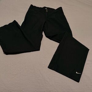 Nike Black Flared Performance Pants with White Swoosh